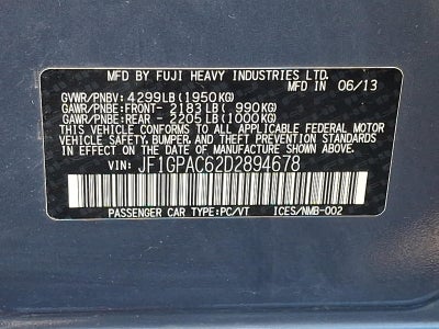 2013 Subaru Impreza Wagon 5dr Auto 2.0i Premium