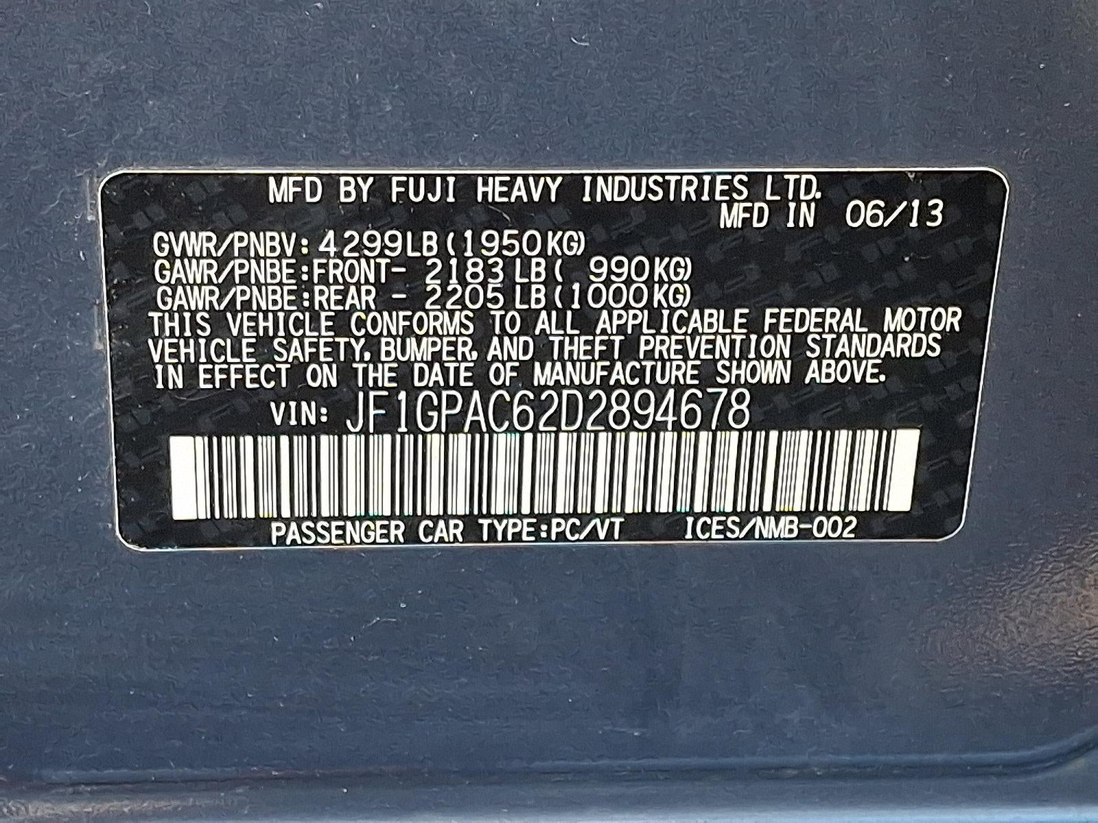 2013 Subaru Impreza Wagon 5dr Auto 2.0i Premium