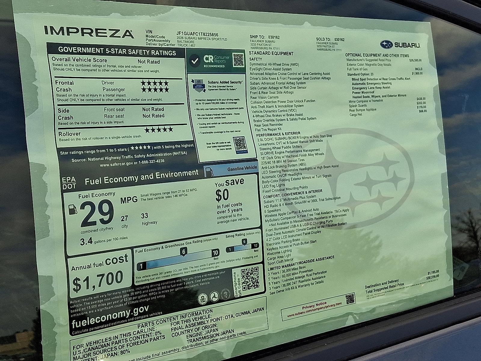 2026 Subaru Impreza Sport AWD