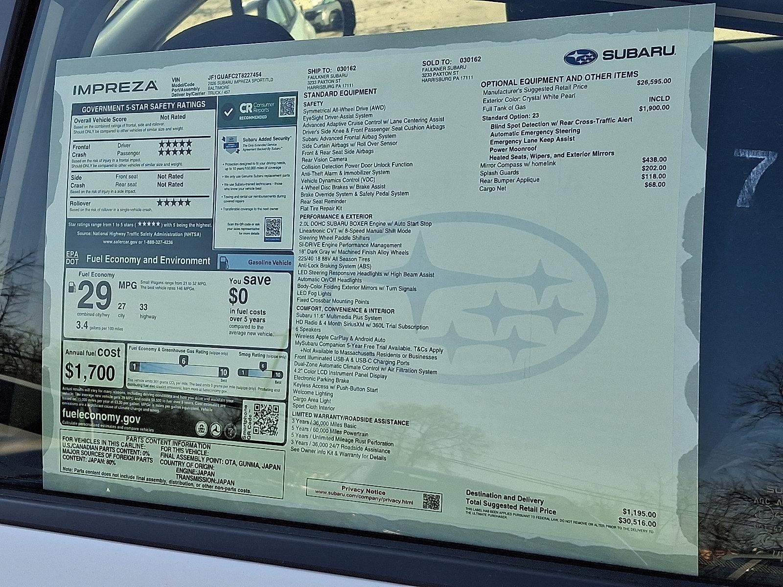 2026 Subaru Impreza Sport AWD