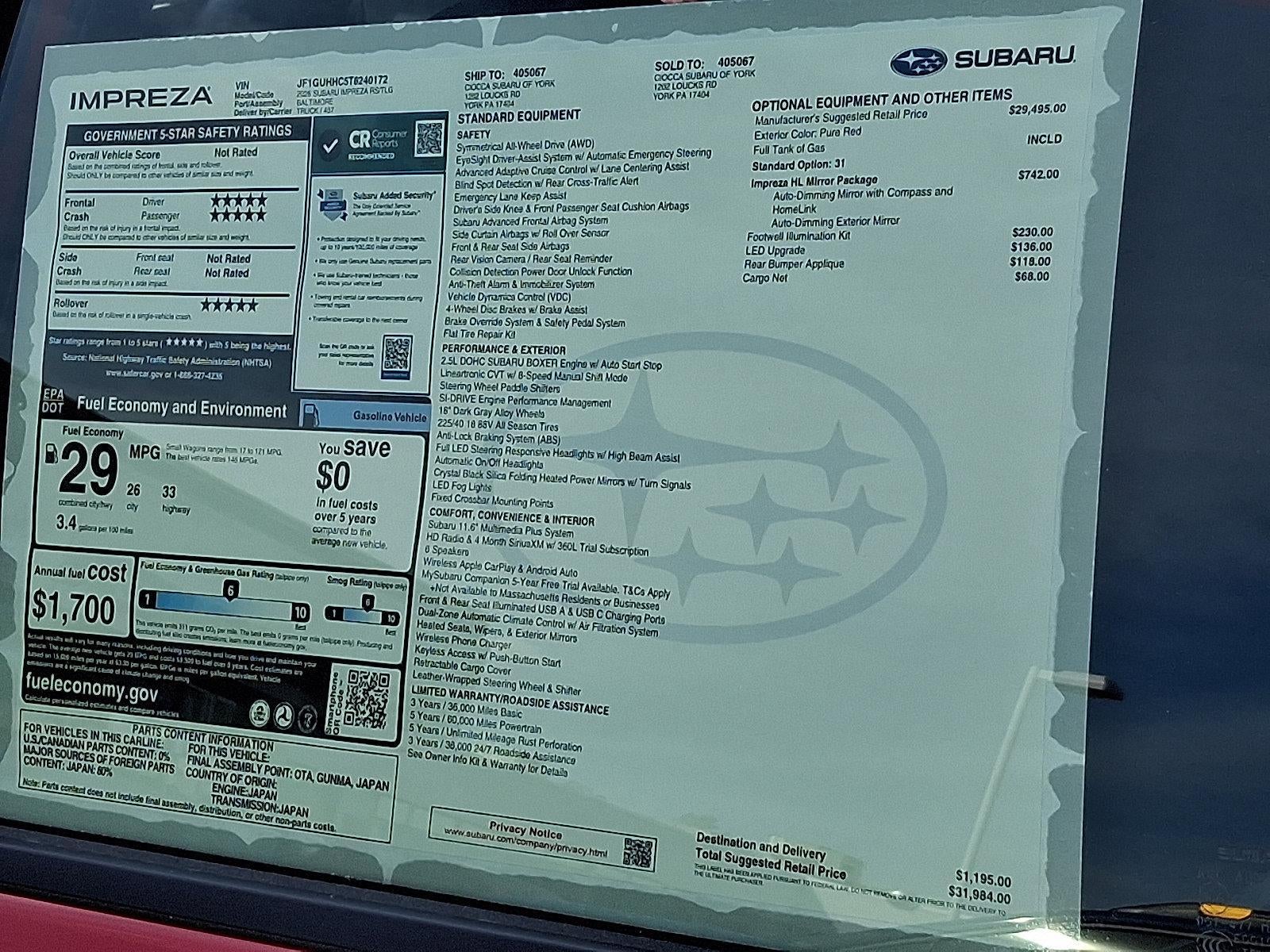 2026 Subaru Impreza RS AWD
