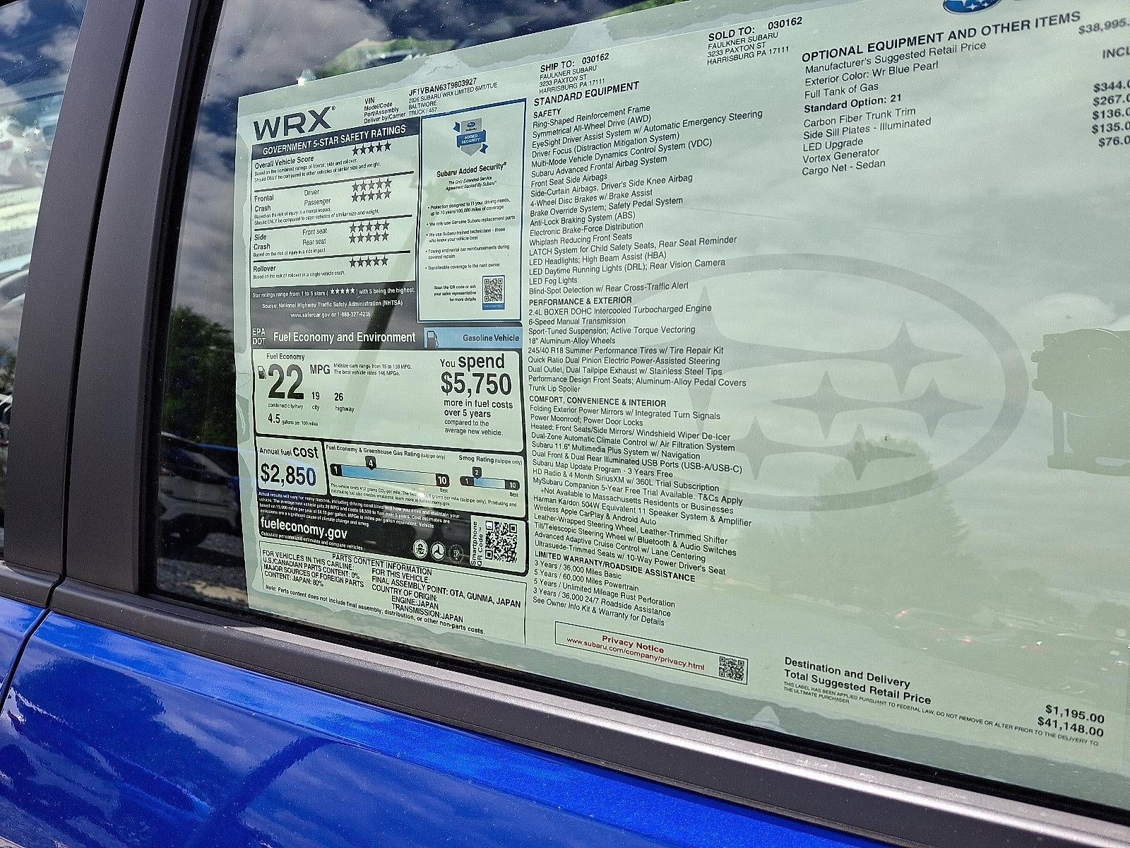 2026 Subaru WRX Limited Manual