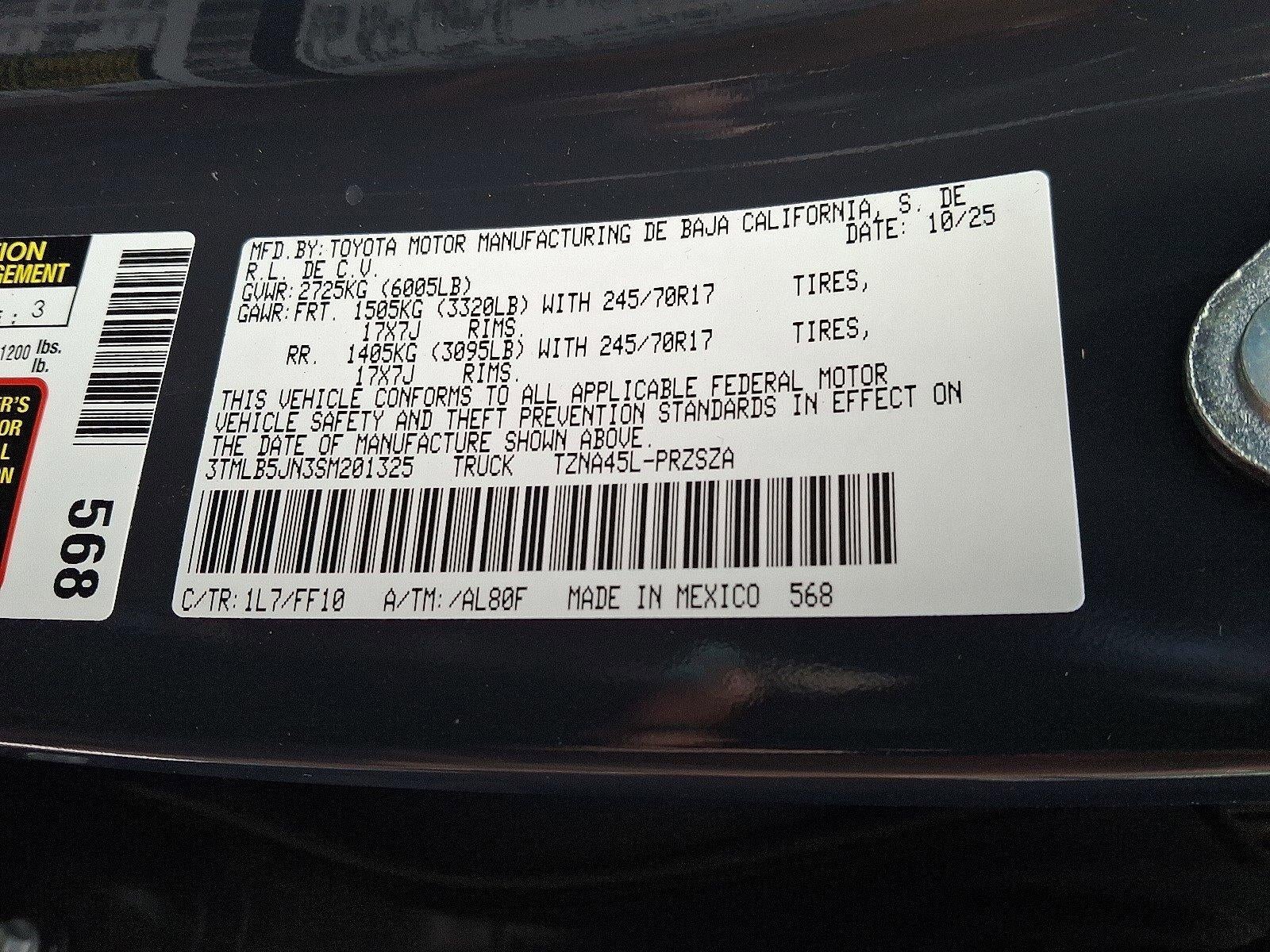 2025 Toyota Tacoma 4WD 4WD SR5 Double Cab 5' Bed AT (GS)