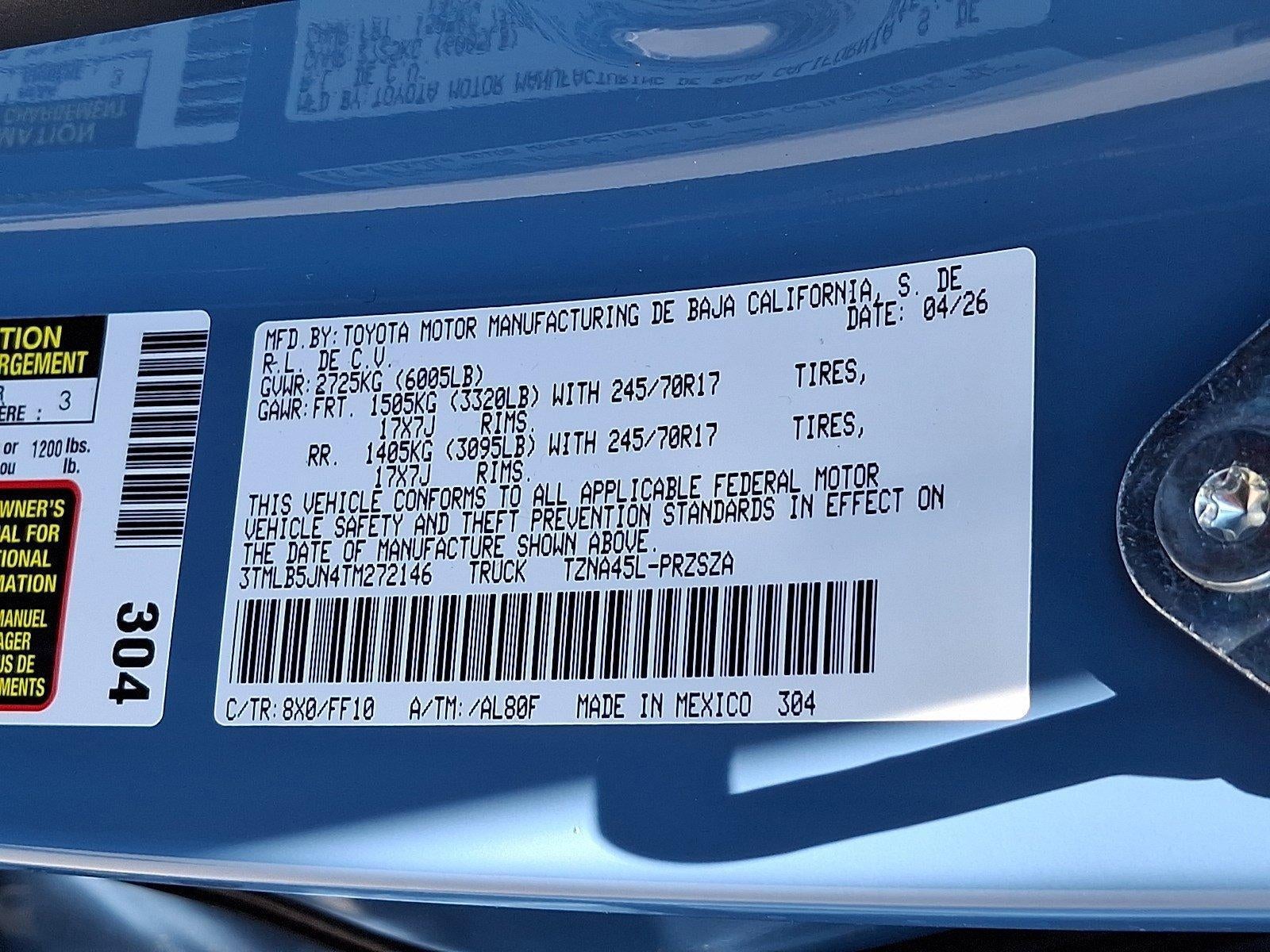2026 Toyota Tacoma 4WD 4WD SR5 Double Cab 5' Bed AT (GS)