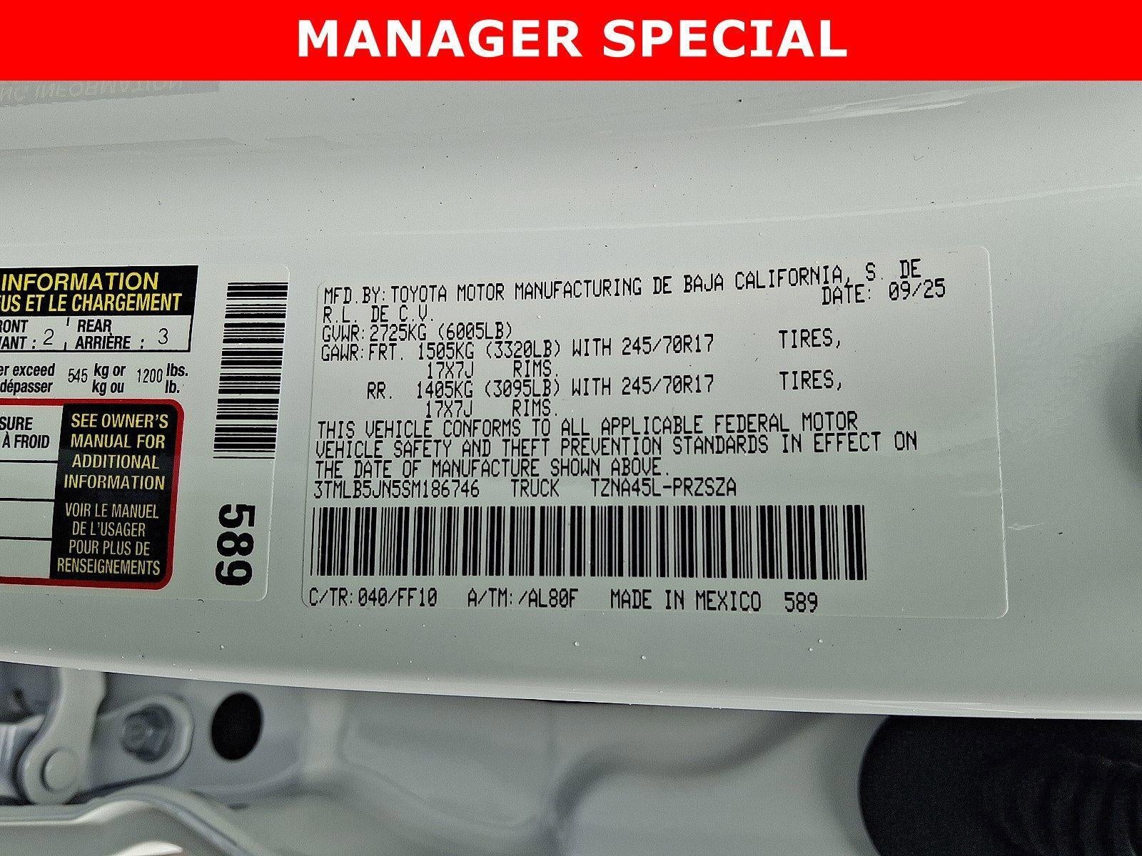 2025 Toyota Tacoma 4WD 4WD SR5 Double Cab 5' Bed AT (GS)