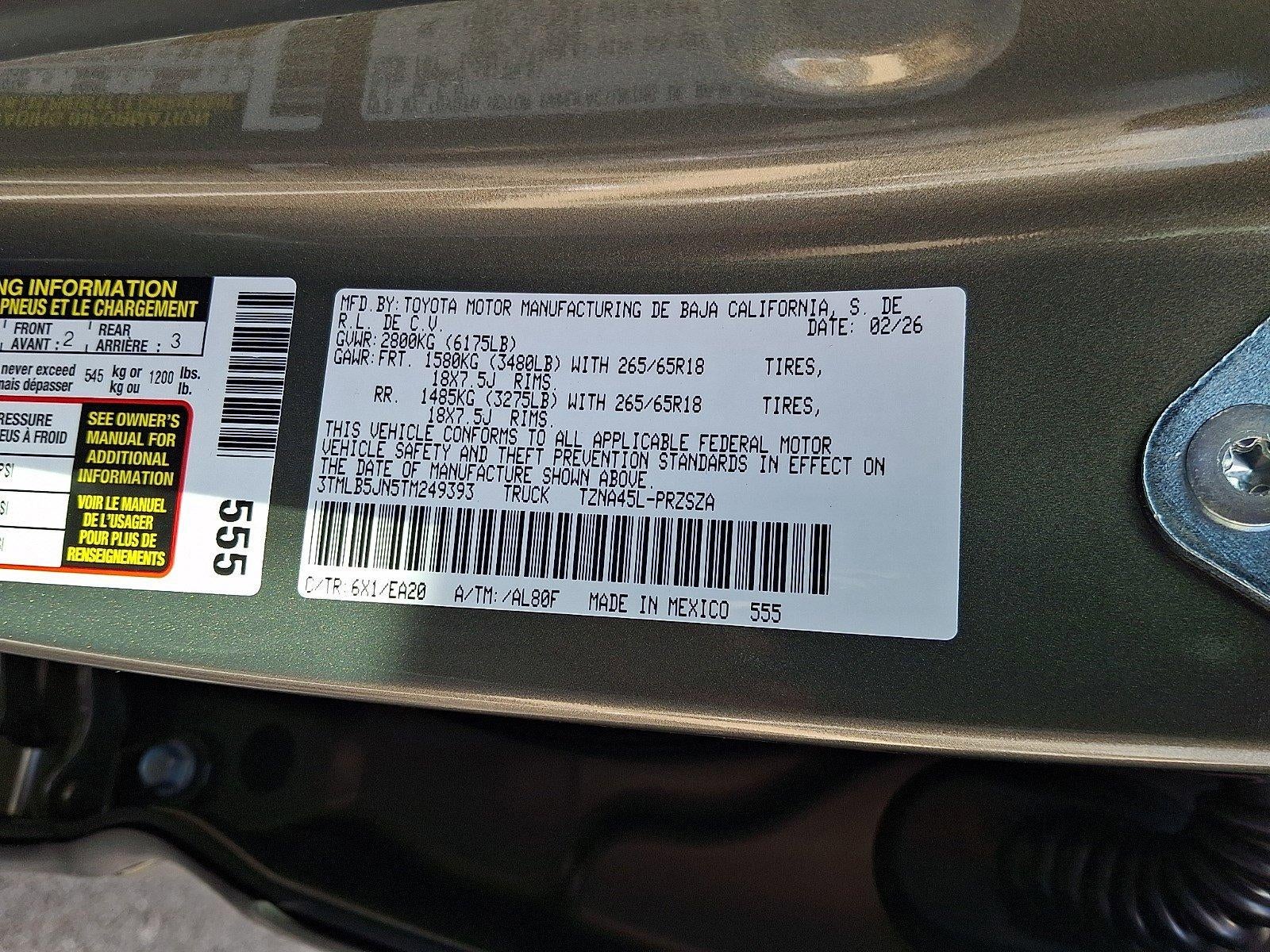 2026 Toyota Tacoma 4WD 4WD SR5 Double Cab 5' Bed AT (GS)