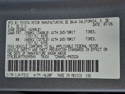 2026 Toyota Tacoma 4WD 4WD TRD Off Road Double Cab 5' Bed AT (Natl)