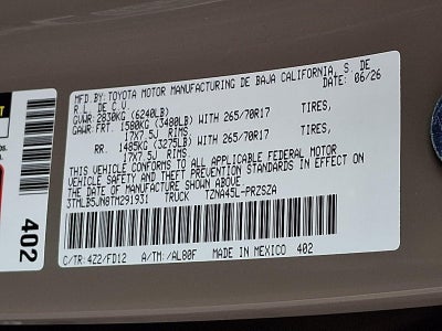 2026 Toyota Tacoma 4WD 4WD TRD Off Road Double Cab 5' Bed AT (Natl)