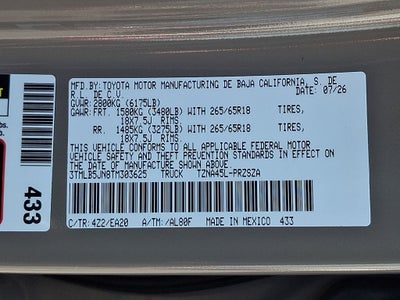 2026 Toyota Tacoma 4WD 4WD TRD Sport Double Cab 5' Bed AT (Natl)