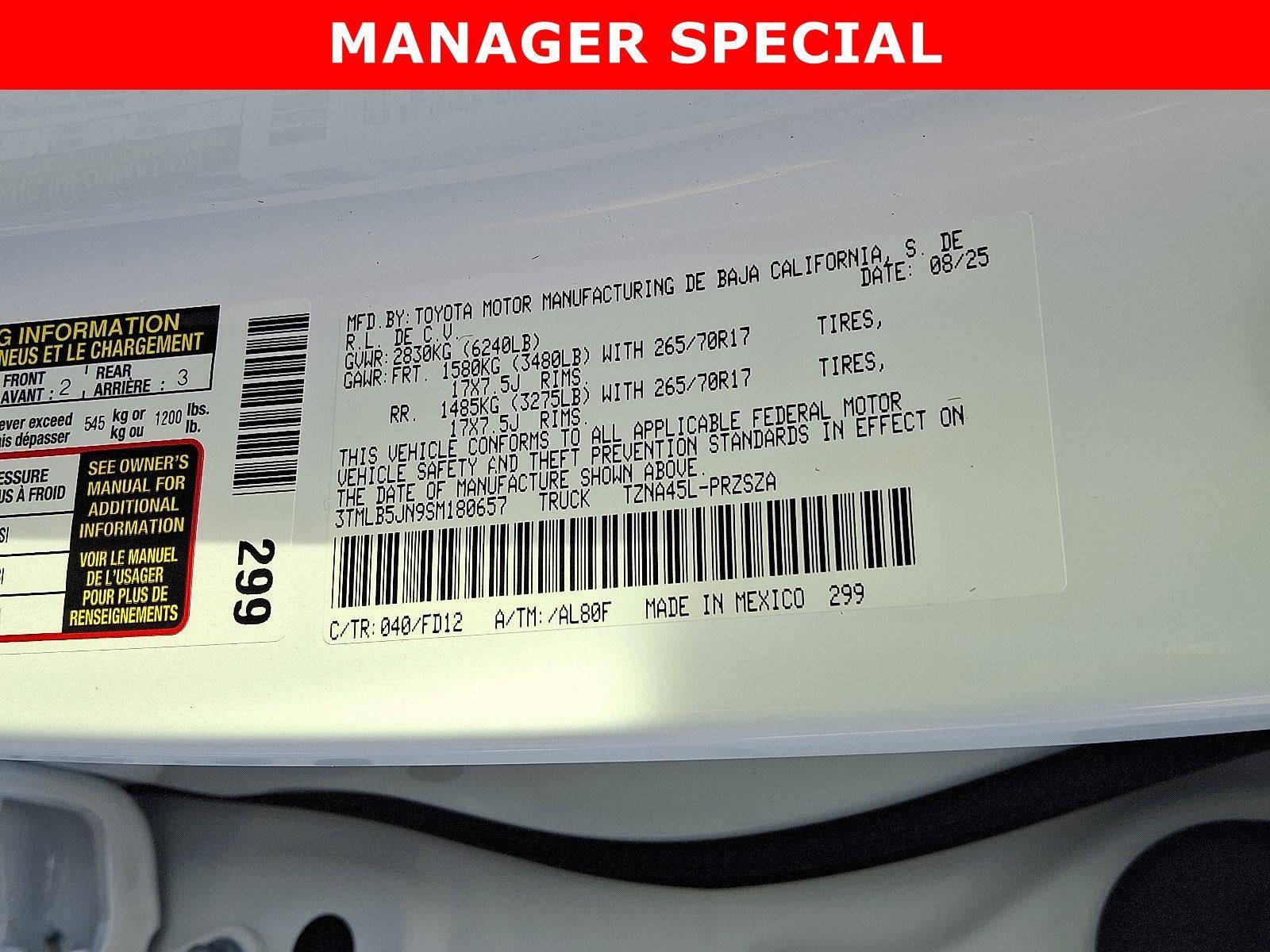 2025 Toyota Tacoma 4WD 4WD SR Double Cab 5' Bed MT (Natl)