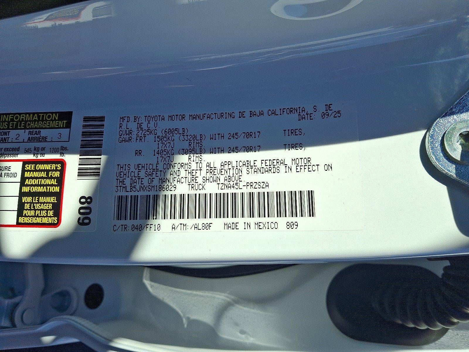 2025 Toyota Tacoma 4WD 4WD SR Double Cab 5' Bed AT (GS)