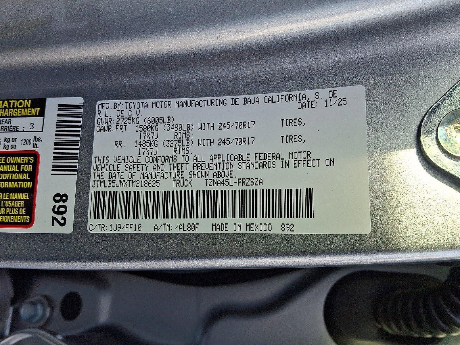 2026 Toyota Tacoma 4WD 4WD SR5 Double Cab 5' Bed AT (GS)