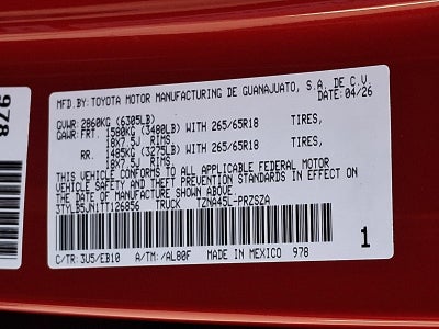 2026 Toyota Tacoma 4WD 4WD Limited Double Cab 5' Bed AT (Natl)