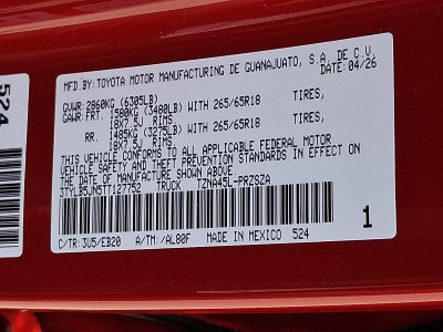 2026 Toyota Tacoma 4WD 4WD Limited Double Cab 5' Bed AT (Natl)
