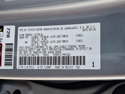 2026 Toyota Tacoma 4WD 4WD TRD Off Road Hybrid Double Cab 5' Bed AT (Natl)