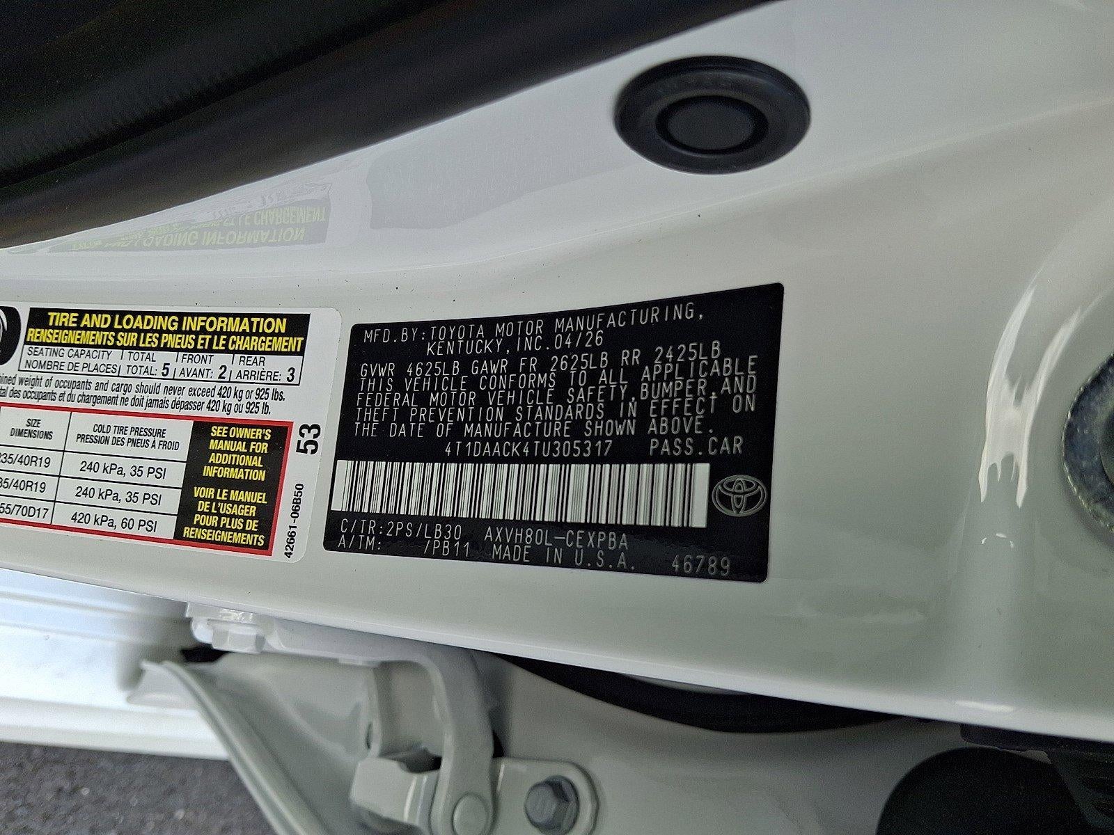 2026 Toyota Camry XSE (Natl)