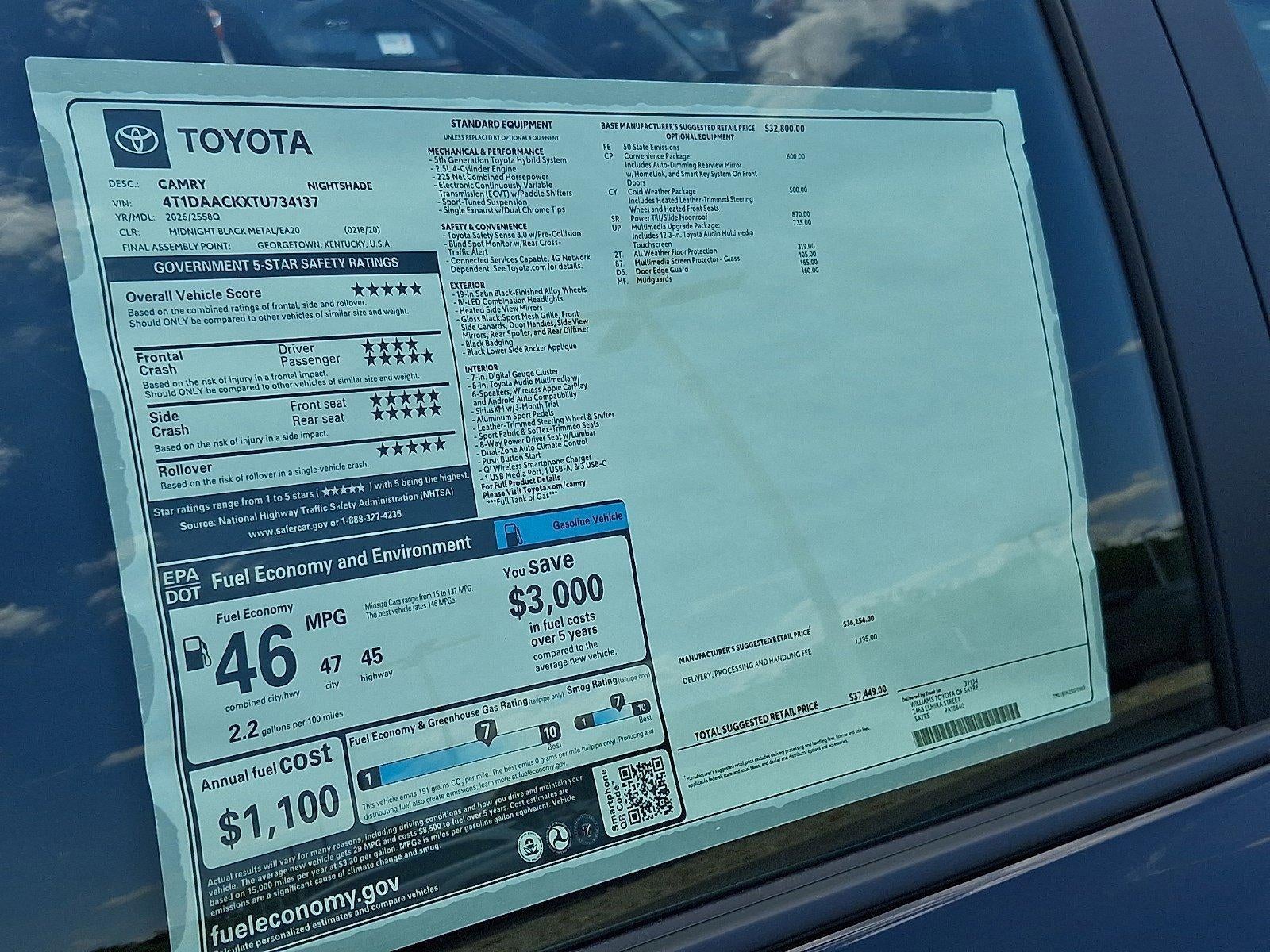 2026 Toyota Camry Nightshade (Natl)