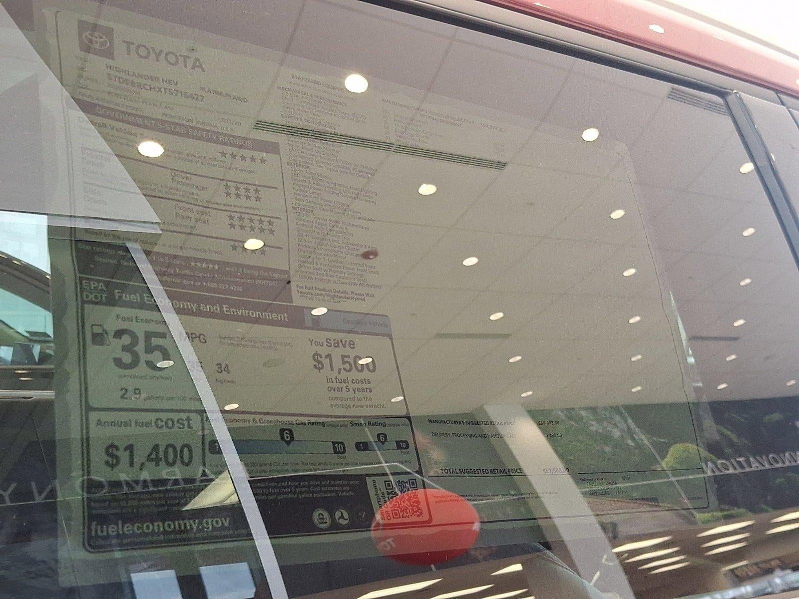 2026 Toyota Highlander Hybrid Platinum AWD (Natl)