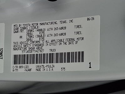 2026 Toyota Tundra 4WD 4WD Limited CrewMax 5.5' Bed (Natl)