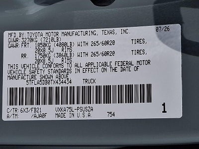 2026 Toyota Tundra 4WD 4WD SR5 CrewMax 5.5' Bed (SE)