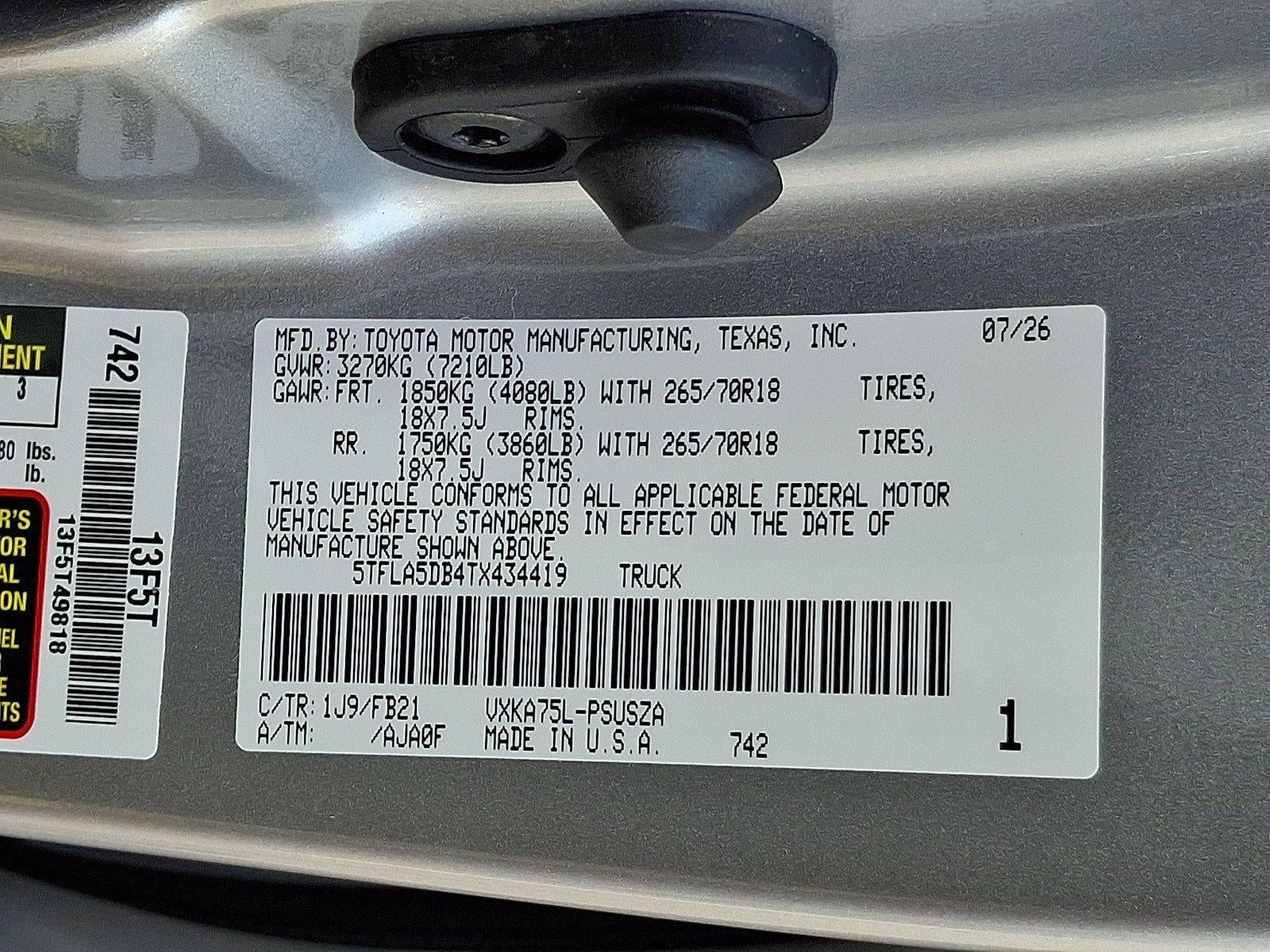 2026 Toyota Tundra 4WD 4WD SR5 CrewMax 5.5' Bed (SE)