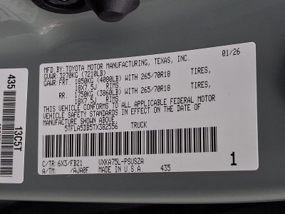 2026 Toyota Tundra 4WD 4WD SR5 CrewMax 5.5' Bed (SE)