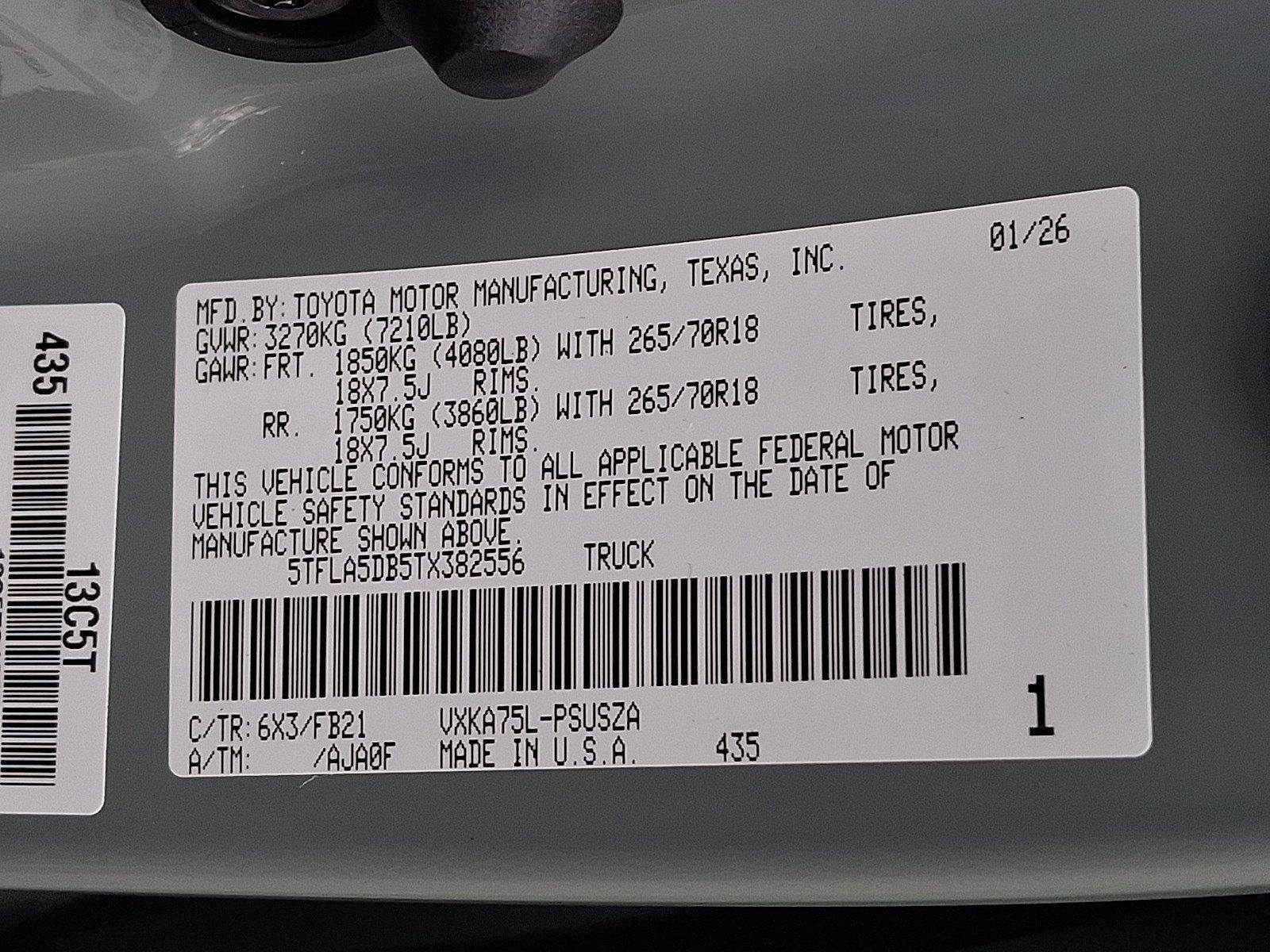2026 Toyota Tundra 4WD 4WD SR5 CrewMax 5.5' Bed (SE)