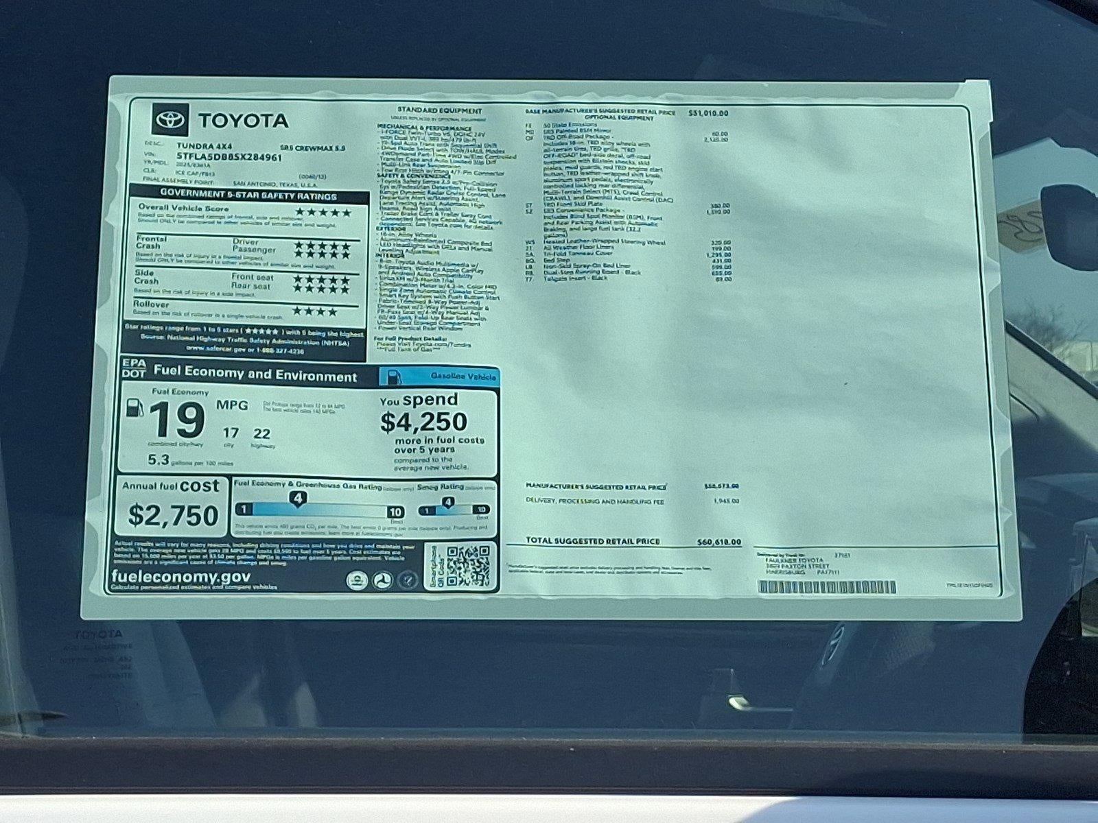 2025 Toyota Tundra 4WD 4WD SR5 CrewMax 5.5' Bed (SE)