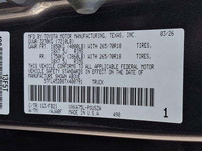 2026 Toyota Tundra 4WD 4WD SR5 CrewMax 5.5' Bed (SE)
