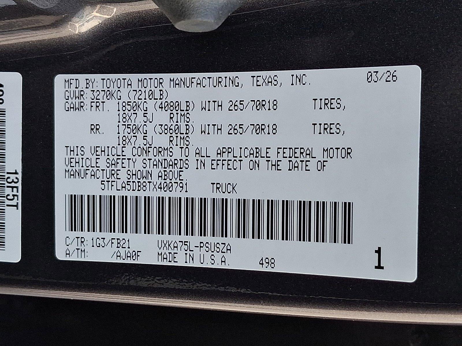 2026 Toyota Tundra 4WD 4WD SR5 CrewMax 5.5' Bed (SE)