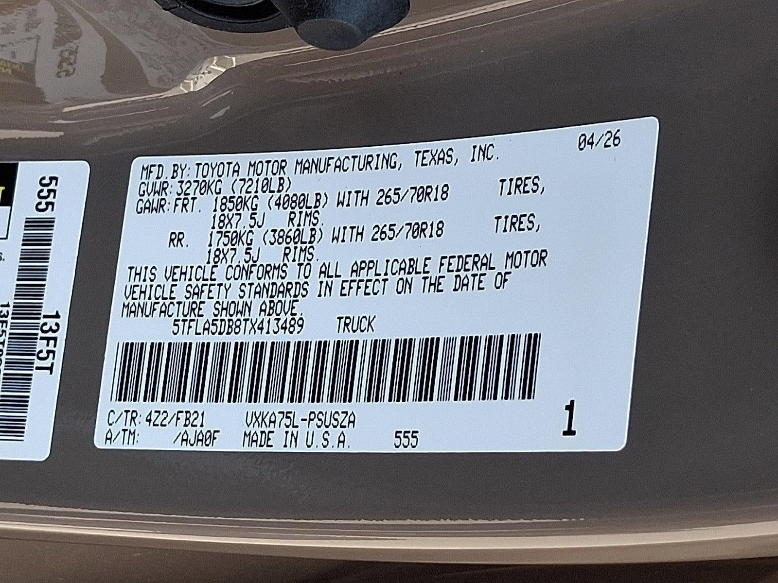 2026 Toyota Tundra 4WD 4WD SR5 CrewMax 5.5' Bed (SE)