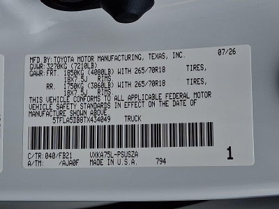 2026 Toyota Tundra 4WD 4WD SR5 CrewMax 5.5' Bed (SE)