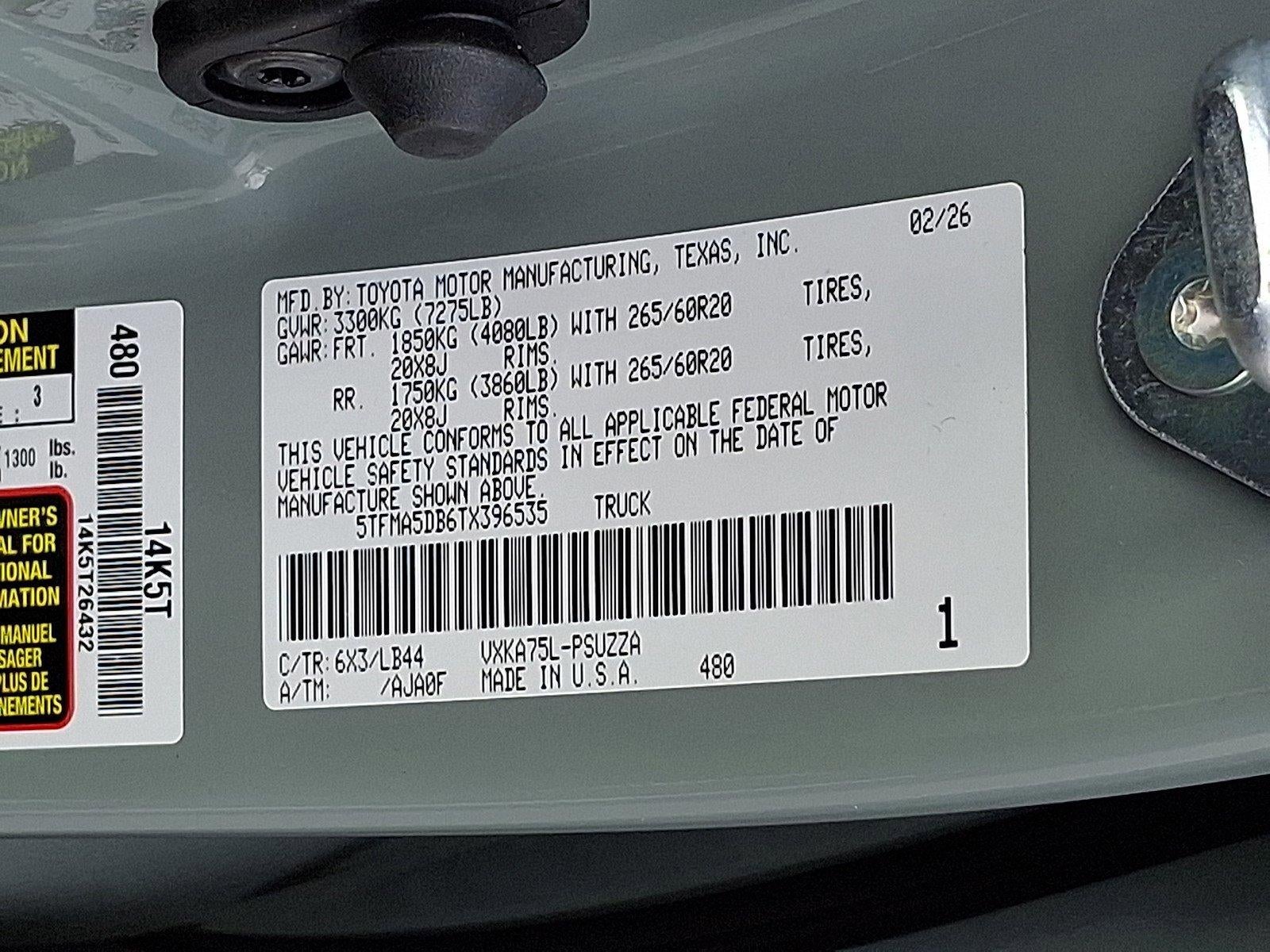 2026 Toyota Tundra 4WD 4WD 1794 Edition CrewMax 5.5' Bed (Natl)