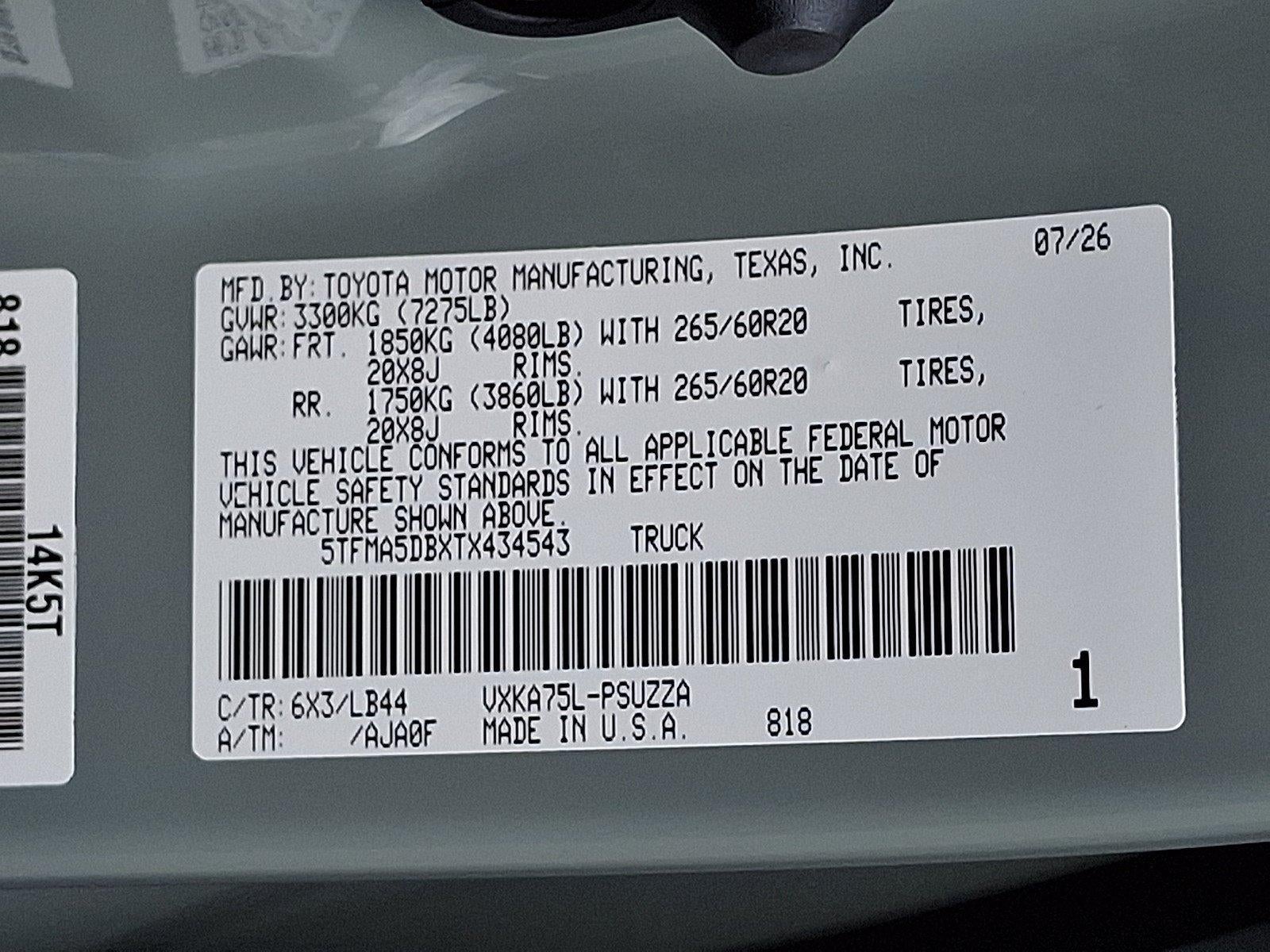 2026 Toyota Tundra 4WD 4WD 1794 Edition CrewMax 5.5' Bed (Natl)