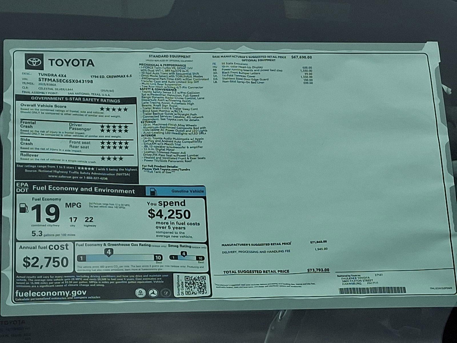 2025 Toyota Tundra 4WD 4WD 1794 Edition CrewMax 6.5' Bed (Natl)