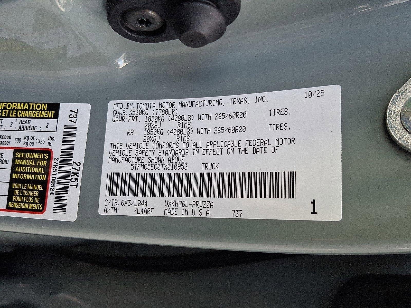 2026 Toyota Tundra 4WD 4WD 1794 Edition Hybrid CrewMax 6.5' Bed (Natl)