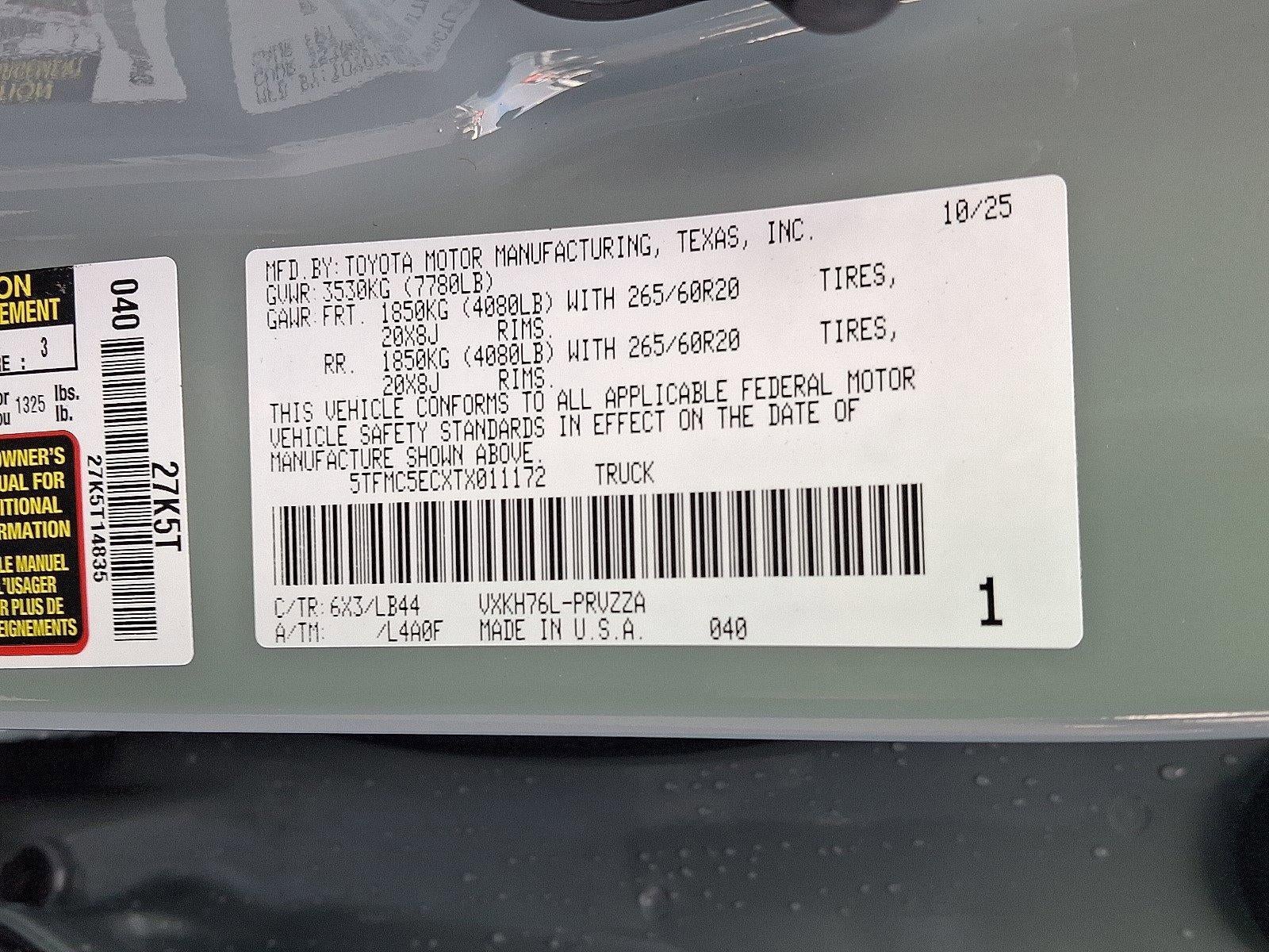 2026 Toyota Tundra 4WD 4WD 1794 Edition Hybrid CrewMax 6.5' Bed (Natl)