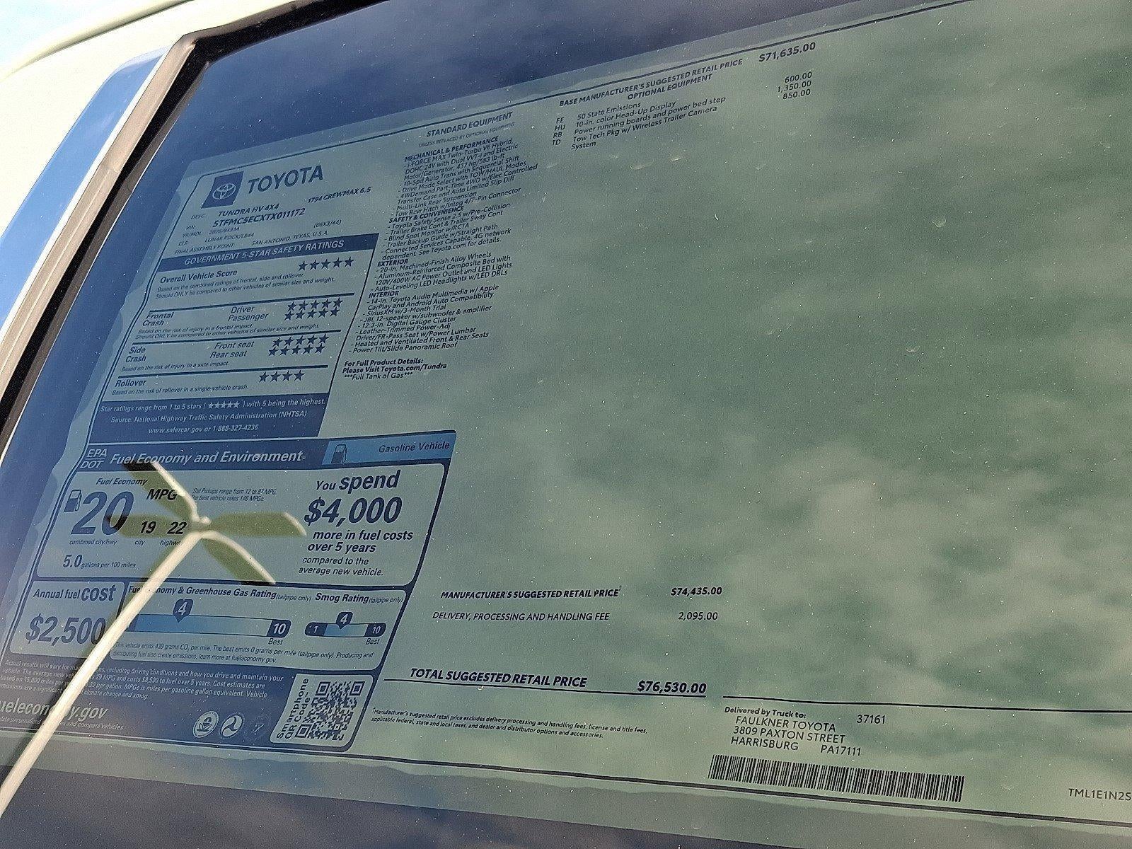 2026 Toyota Tundra 4WD 4WD 1794 Edition Hybrid CrewMax 6.5' Bed (Natl)