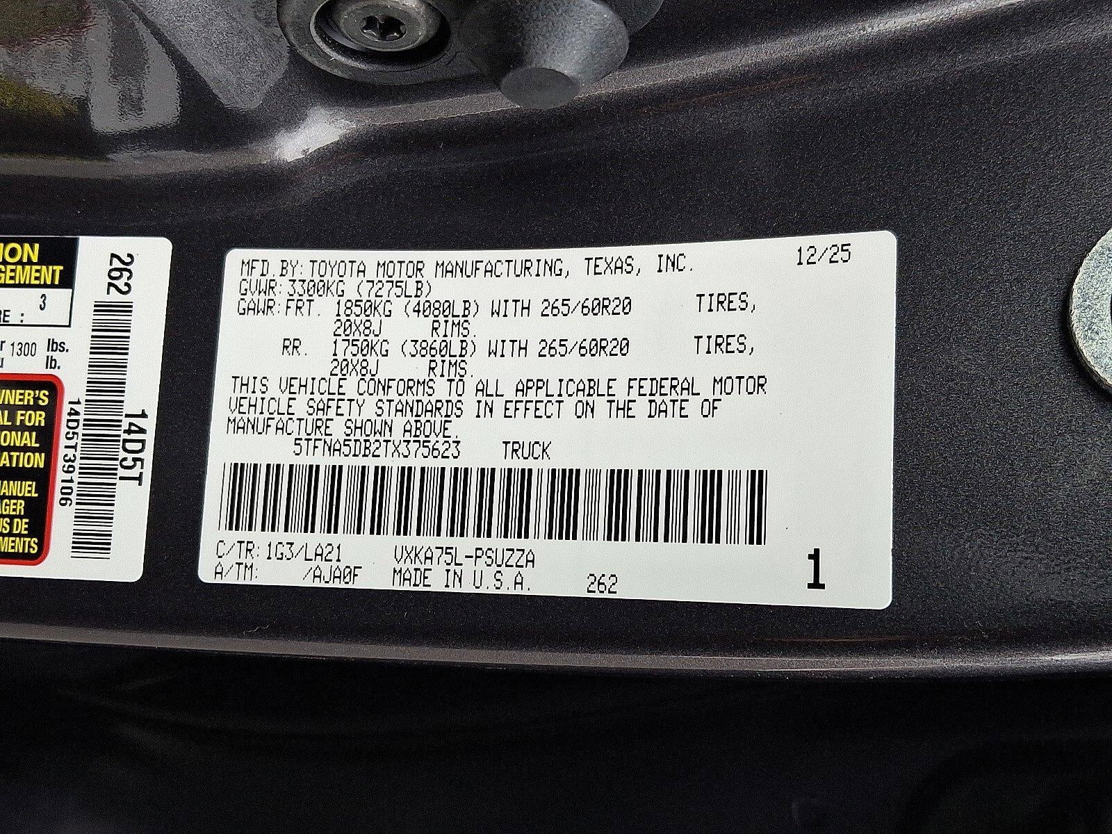 2026 Toyota Tundra 4WD 4WD Platinum CrewMax 5.5' Bed (Natl)
