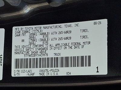 2026 Toyota Tundra 4WD 4WD Platinum CrewMax 5.5' Bed (Natl)