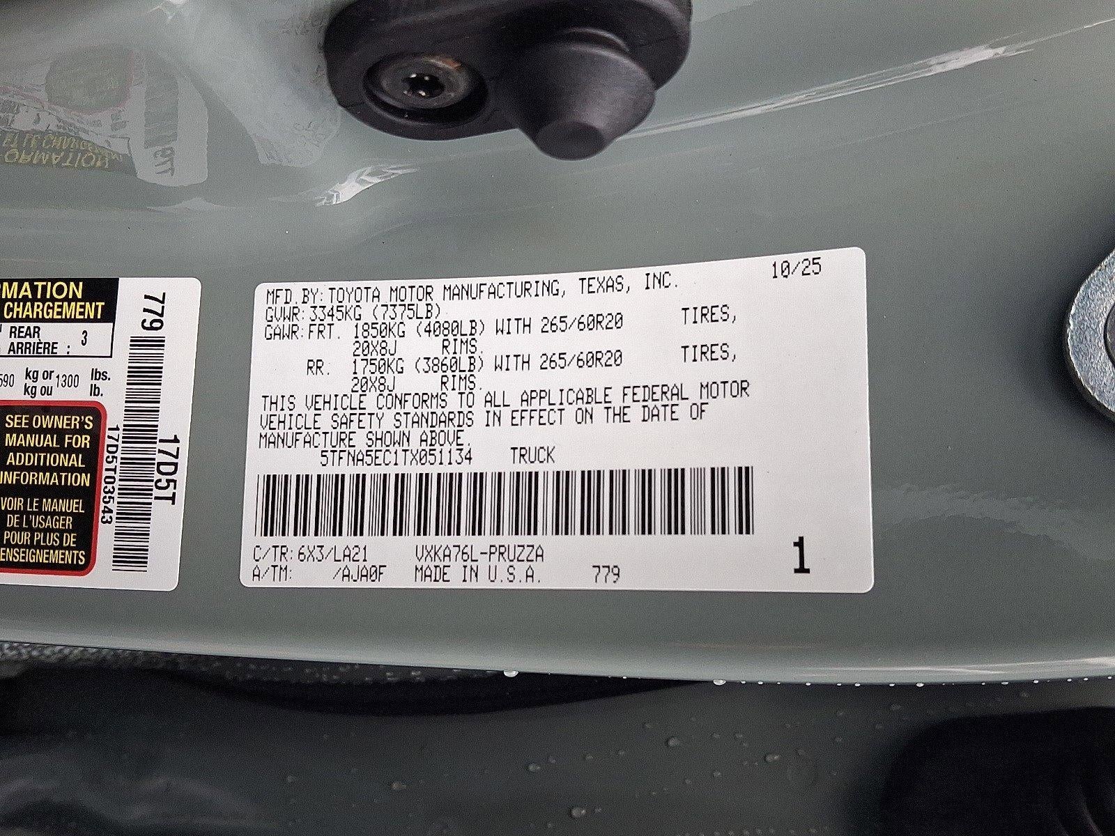 2026 Toyota Tundra 4WD 4WD Platinum CrewMax 6.5' Bed (Natl)