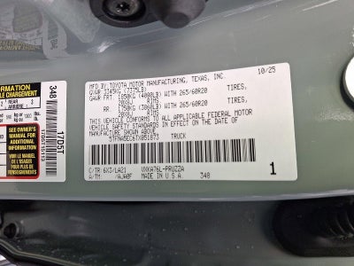 2026 Toyota Tundra 4WD 4WD Platinum CrewMax 6.5' Bed (Natl)