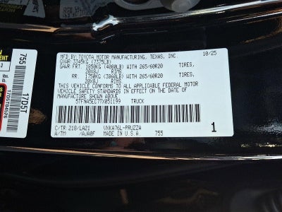 2026 Toyota Tundra 4WD 4WD Platinum CrewMax 6.5' Bed (Natl)