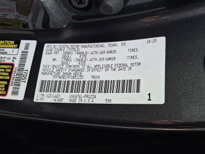 2026 Toyota Tundra 4WD 4WD Platinum CrewMax 6.5' Bed (Natl)