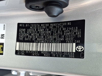 2026 Toyota Corolla SE CVT (Natl)