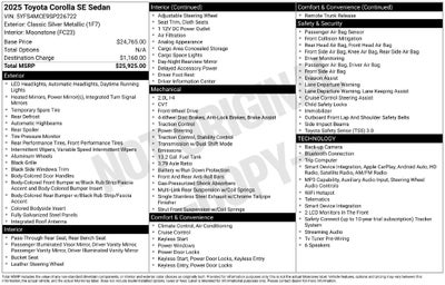 2025 Toyota Corolla SE CERTIFIED