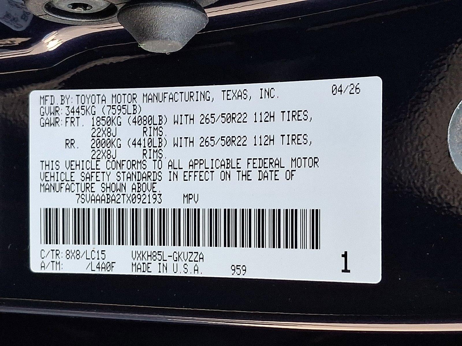 2026 Toyota Sequoia Capstone 4WD (Natl)