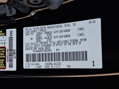 2026 Toyota Sequoia 1794 Edition 4WD (Natl)
