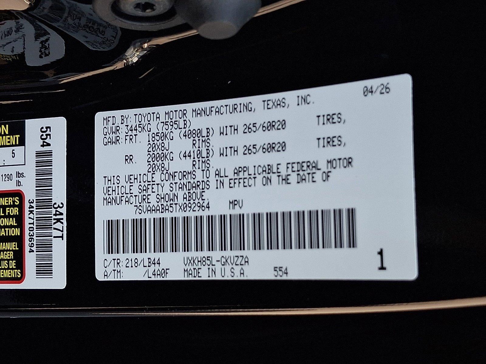 2026 Toyota Sequoia 1794 Edition 4WD (Natl)