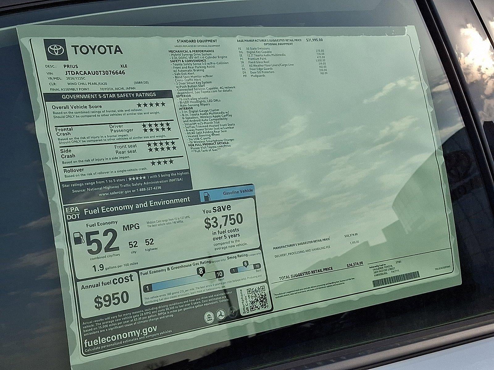 2026 Toyota Prius XLE (Natl)